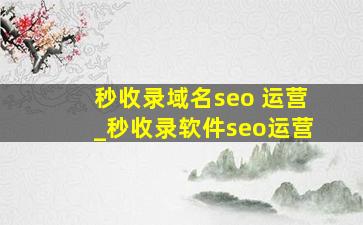 秒收录域名seo 运营_秒收录软件seo运营